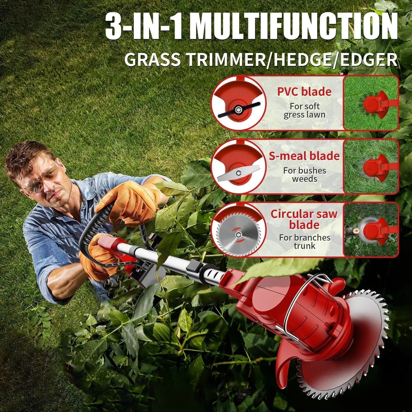 3 In 1 Cordless Grass Trimmer