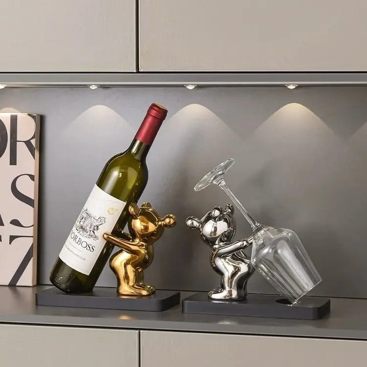 Bear Wine Rack & Cup Holder
