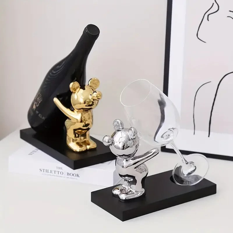 Bear Wine Rack & Cup Holder